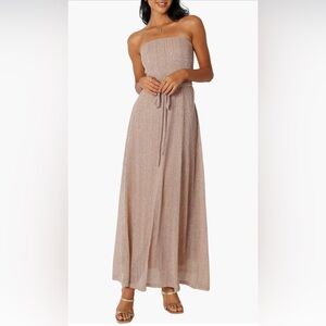 Petal and Pup Strapless Metallic Farley Maxi Dress Rose Gold Stripe M